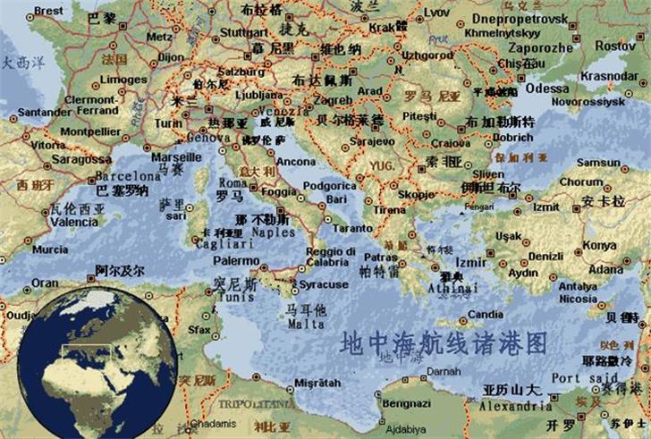 地中海航线港口图