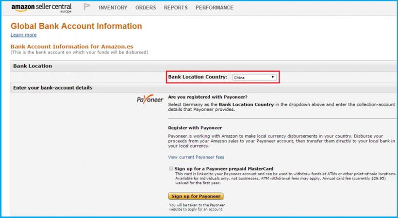 亚马逊欧洲站绑定Payoneer欧元账户收款图文教程